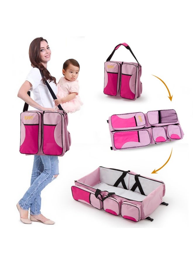 Portable Baby Diaper Bag & Foldable Travel Bassinet Bed with Storage Pockets - Image 2